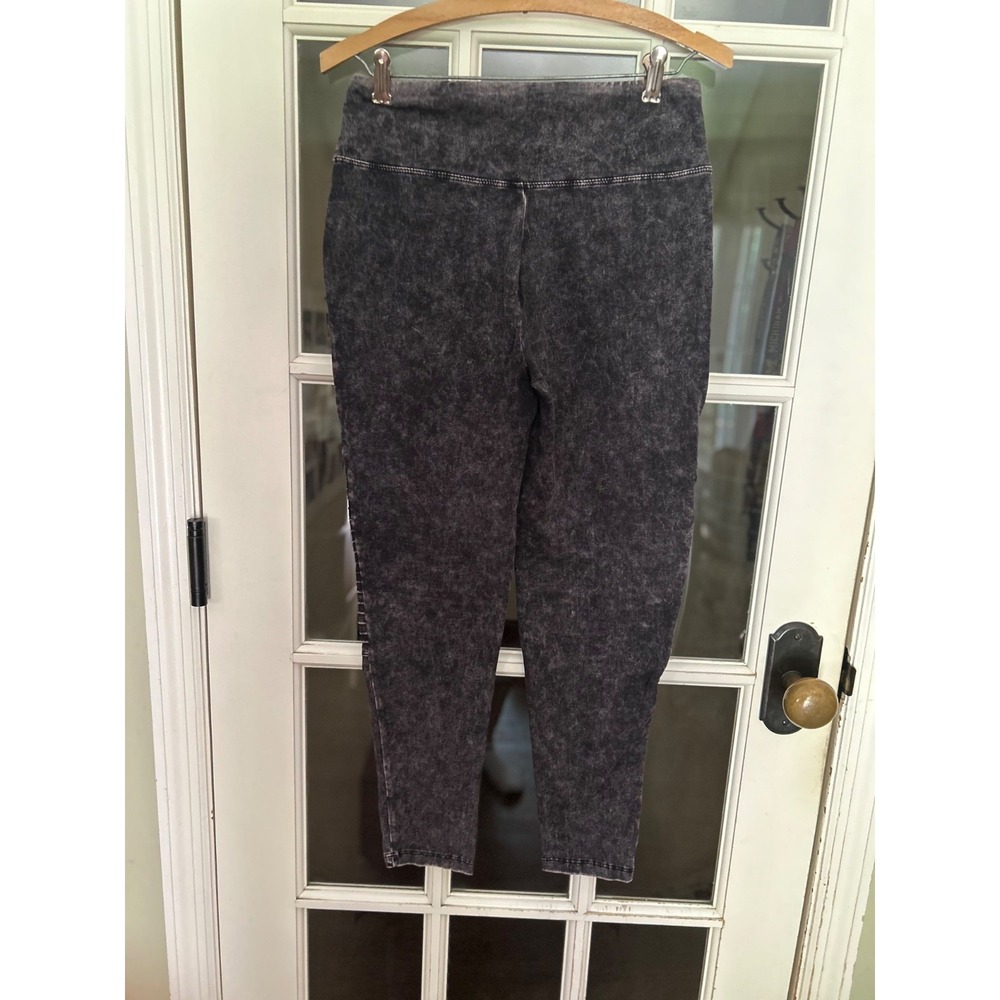 Zenana Mineral Wash Moto Leggings gray/black mineral wash XL Stretch - Picture 3 of 11